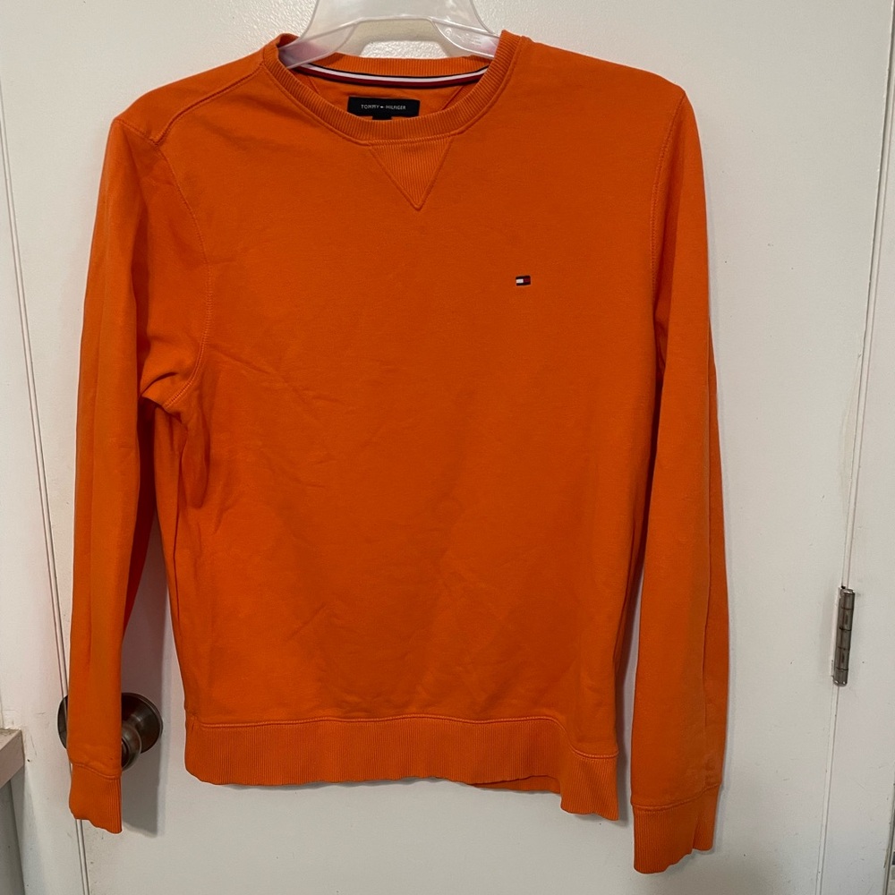 Tommy Hilfiger Long sleeve Orange pullover Sweatshirt Embroidered Medium